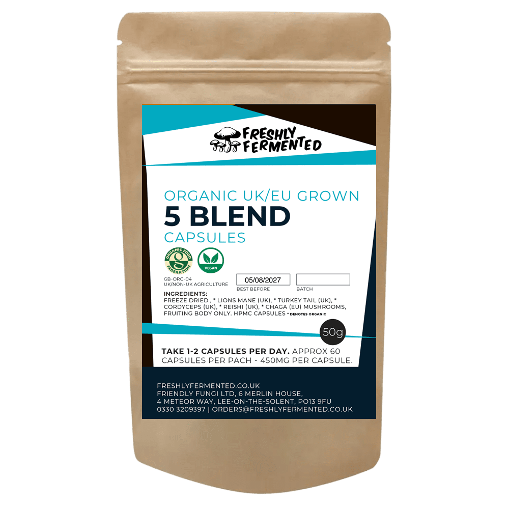 Organic 5 Blend Mushroom Mix Capsules | Grown in the UK/EU